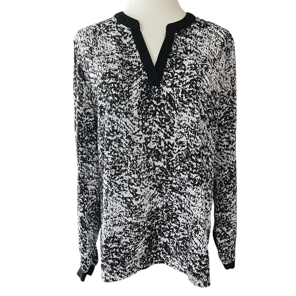 Keneth Cole Black and White Patterned Tunic Blouse US M
